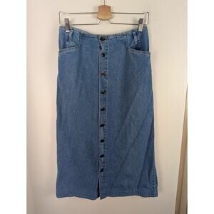Bill Blass Jeans Size 10 Long Jean Skirt Button Front Denim Vintage 31" Long